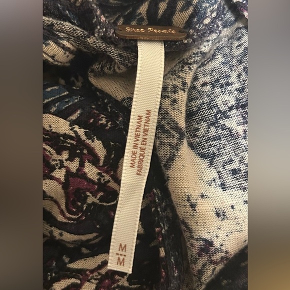 Free People Mini Dress Annabelle Print Tunic Plum Back Cut-Out  Size Medium - Picture 9 of 10